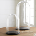 Decorative bell jars glass dome with wooden base wholesale